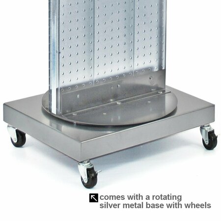 Azar Displays Two-Sided Pegboard Floor Display on Revolving Wheeled Base. Spinner Rack Stand. 700253-CLR